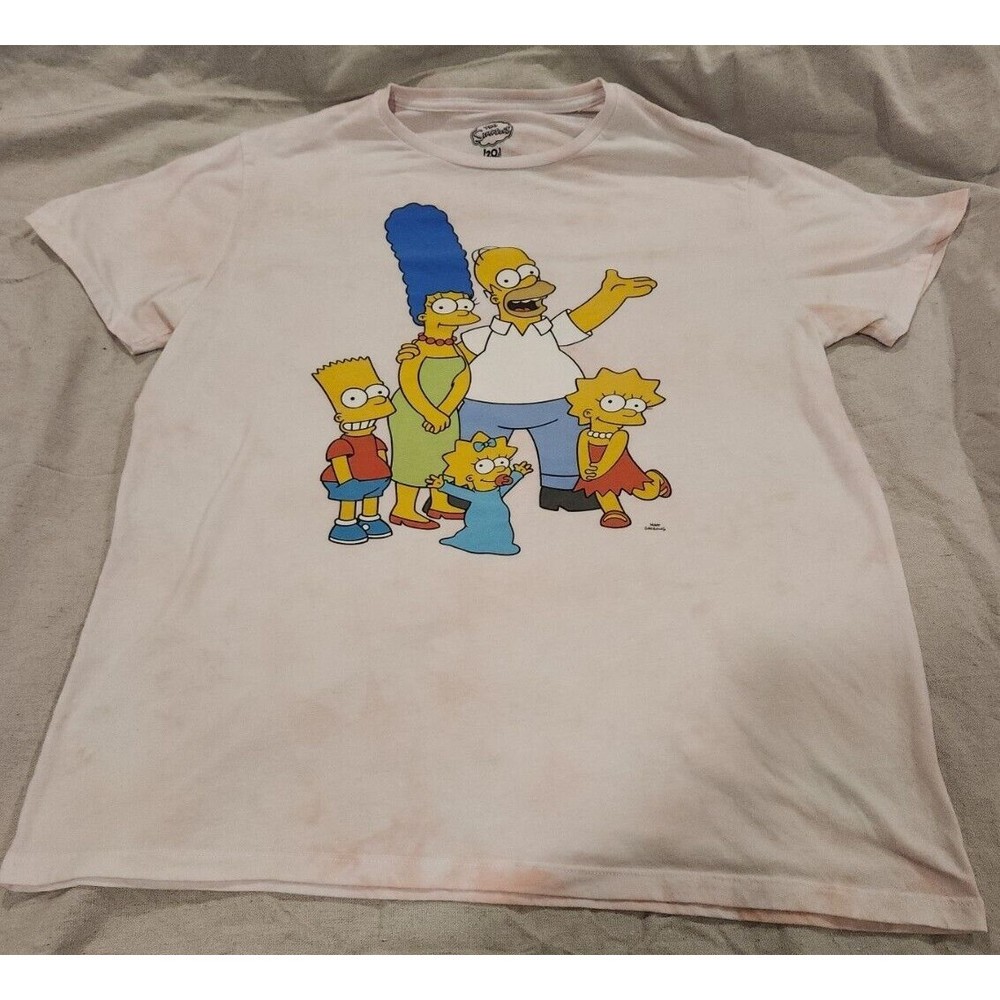 THE SIMPSONS‎ 20th Century T Shirt Mens Extra Large Pink Tie Dye Size XL Unisex